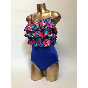 sz small blue hot pink purple floral tired ruffle